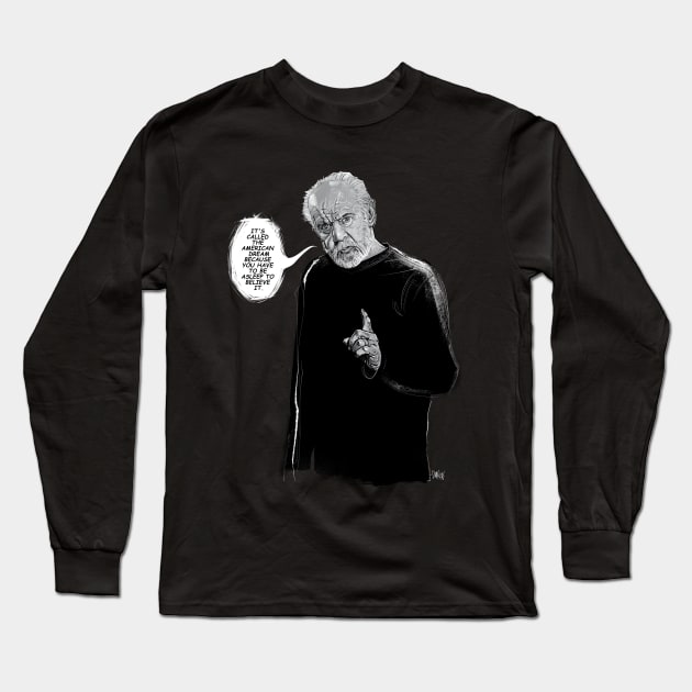 George Carlin Long Sleeve T-Shirt by D-Wrex T-Shirts 